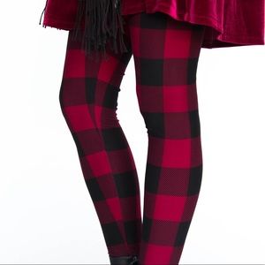 Agnes & Dora Red Black Buffalo Check leggings